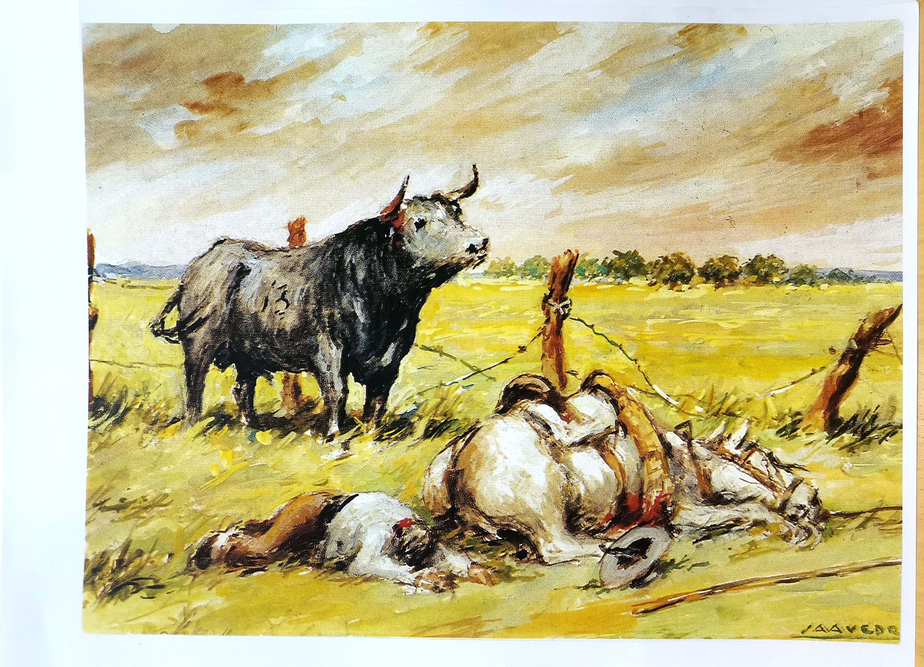 REPRODUCCION CUADRO AL OLEO TEMATICA TAURINA DE SAAVEDRA