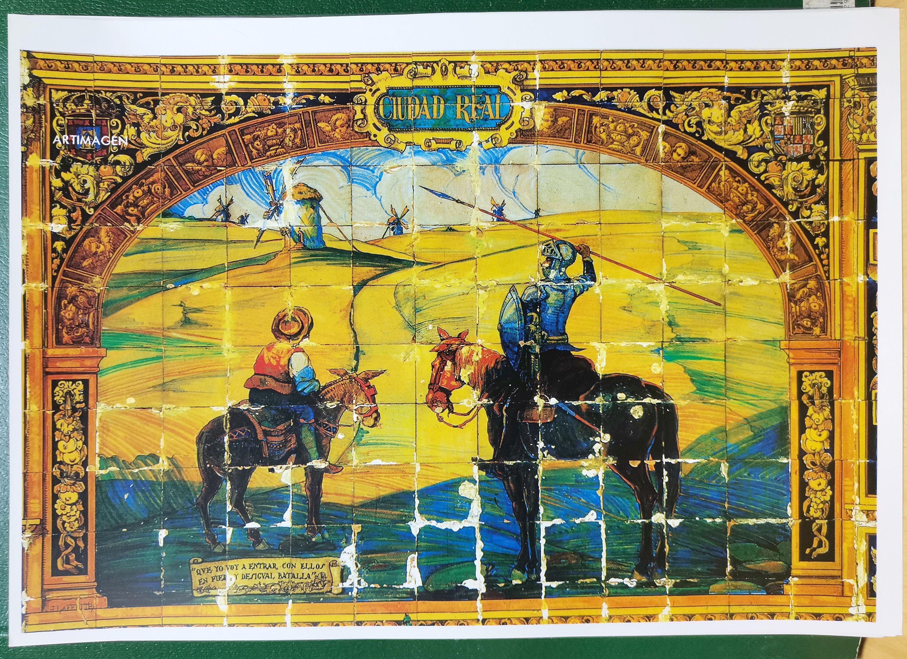 REPRODUCCION FOTOGRAFIA AZULEJOS DON QUIJOTE Y SANCHO CIUDAD REAL