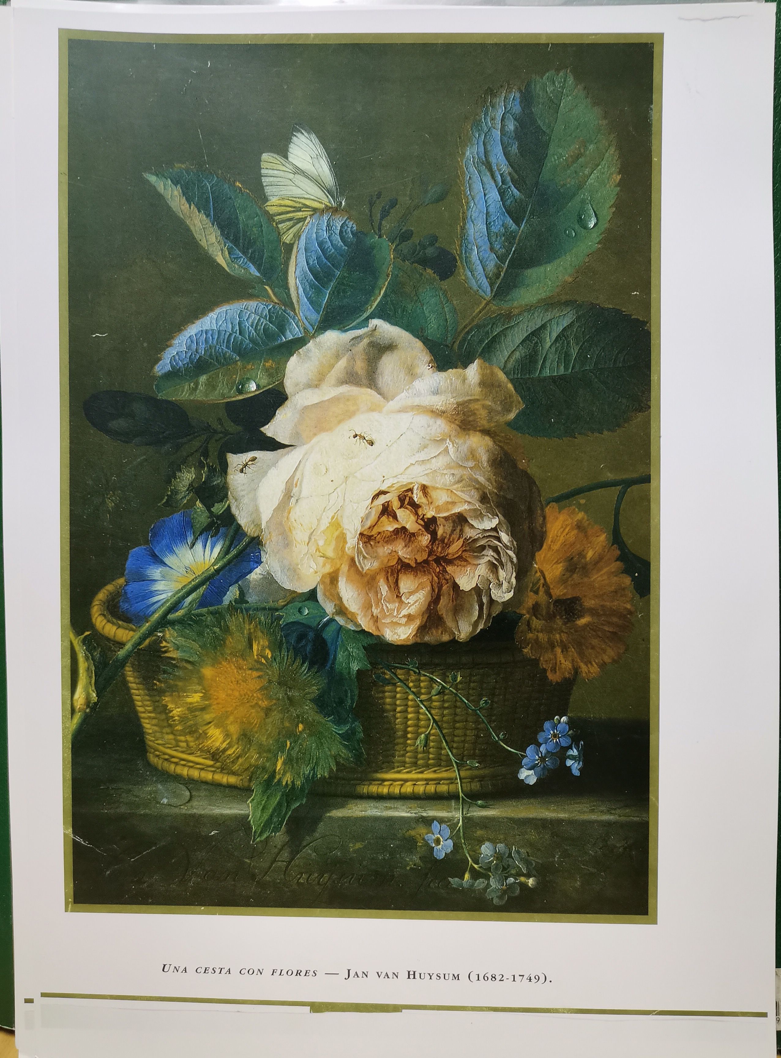 REPRODUCCION PINTURA UNA CESTA CON FLORES JAN VAN HUYSUM (1682-1749)