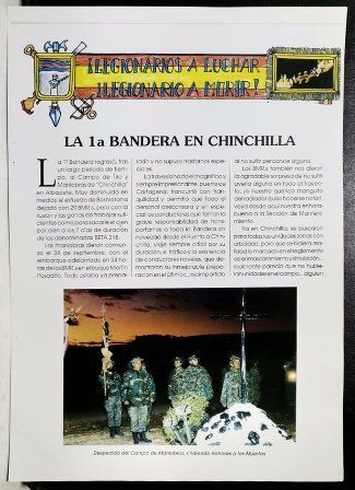 REPRODUCCION PAGINA LA LEGION REVISTA DE LOS TERCIOS - LA 1ª BANDERA EN CHINCHILLA