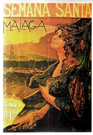 REPRODUCCION CARTEL DE SEMANA SANTA MALAGA AÑO 1922