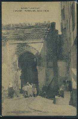 POSTAL DE MARRUECOS LARACHE PUERTA DEL ZOCO CHICO