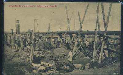 POSTAL DE MARRUECOS LARACHE Nº 51 TRABAJOS DE LA CONSTRUCCION DEL PUERTO