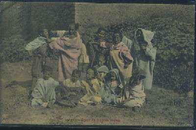 POSTAL DE MARRUECOS LARACHE Nº 7 GRUPO DE MORITOS ARABES