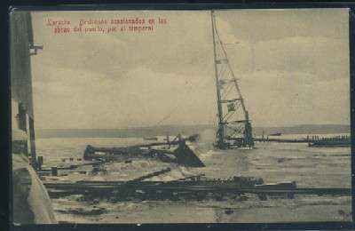 POSTAL DE MARRUECOS LARACHE Nº 52 DESTROSOS OCASIONADOS EN LAS OBRAS DEL PUERTO POR EL TEMPORAL