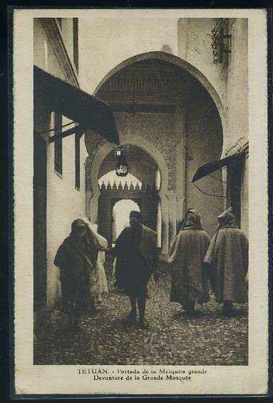 POSTAL DE MARRUECOS TETUAN PORTADA DE LA MEZQUITA GRANDE