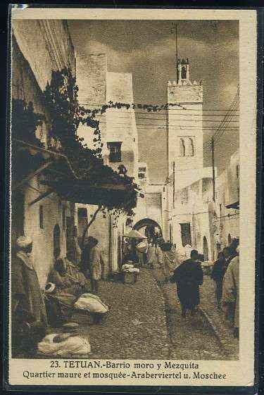 POSTAL DE MARRUECOS TETUAN Nº 23 BARRIO MORO Y MEZQUITA