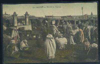 POSTAL DE MARRUECOS TANGER Nº 13 MARCHE AU CHARBON
