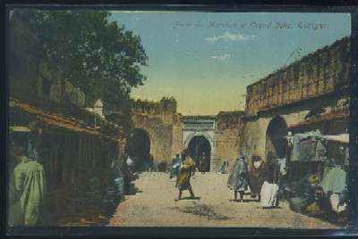 POSTAL DE MARRUECOS TANGER PORTE DU MARCHAN ET GRAND SOKO