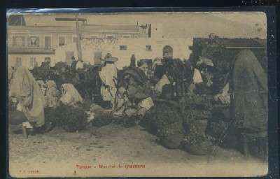 POSTAL DE MARRUECOS TANGER MARCHE DE CHARBONS