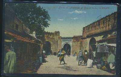 POSTAL DE MARRUECOS TANGER PORTE DU MARCHAN EL GRAND SOKO
