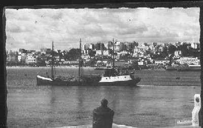 POSTAL DE MARRUECOS TANGER EL PUERTO Y LA CIUDAD