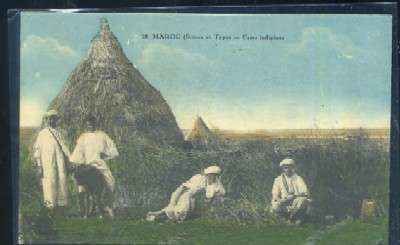 POSTAL DE MARRUECOS - MAROC SCENES ET TYPES CASES INDIGENES