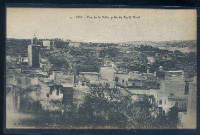 POSTAL DE MARRUECOS - FEZ. VUE DE LA VILLE - PRISE DU BORDJ NORD Nº 5