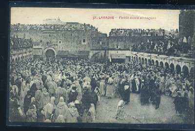POSTAL DE MARRUECOS - LARACHE Nº 21 FIESTA MORA AISSAGUAS