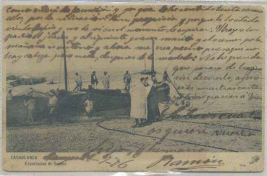 POSTAL DE MARRUECOS. CASABLANCA. EXPORTACION DE GRANOS