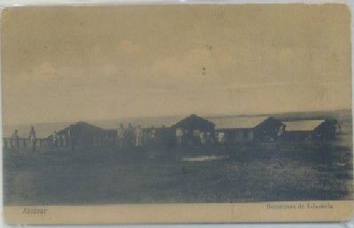 POSTAL DE MARRUECOS. ALCAZAR. BARRACONES DE INFANTERIA Nº 35
