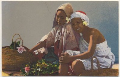 POSTAL DE MARRUECOS. VENDEDORES DE FLORES
