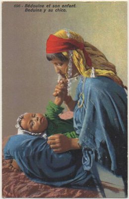 POSTAL DE MARRUECOS. BEDUINA Y SU CHICO