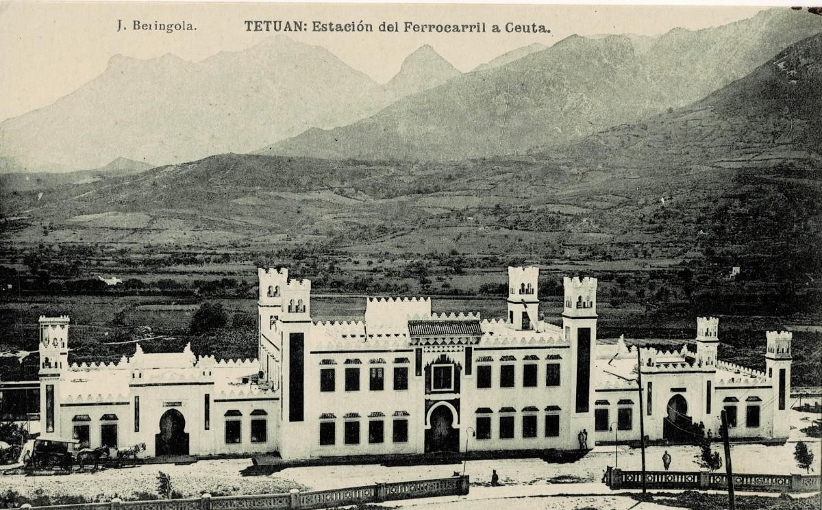 POSTAL DE TETUAN. ESTACION DEL FERROCARIL A CEUTA.
