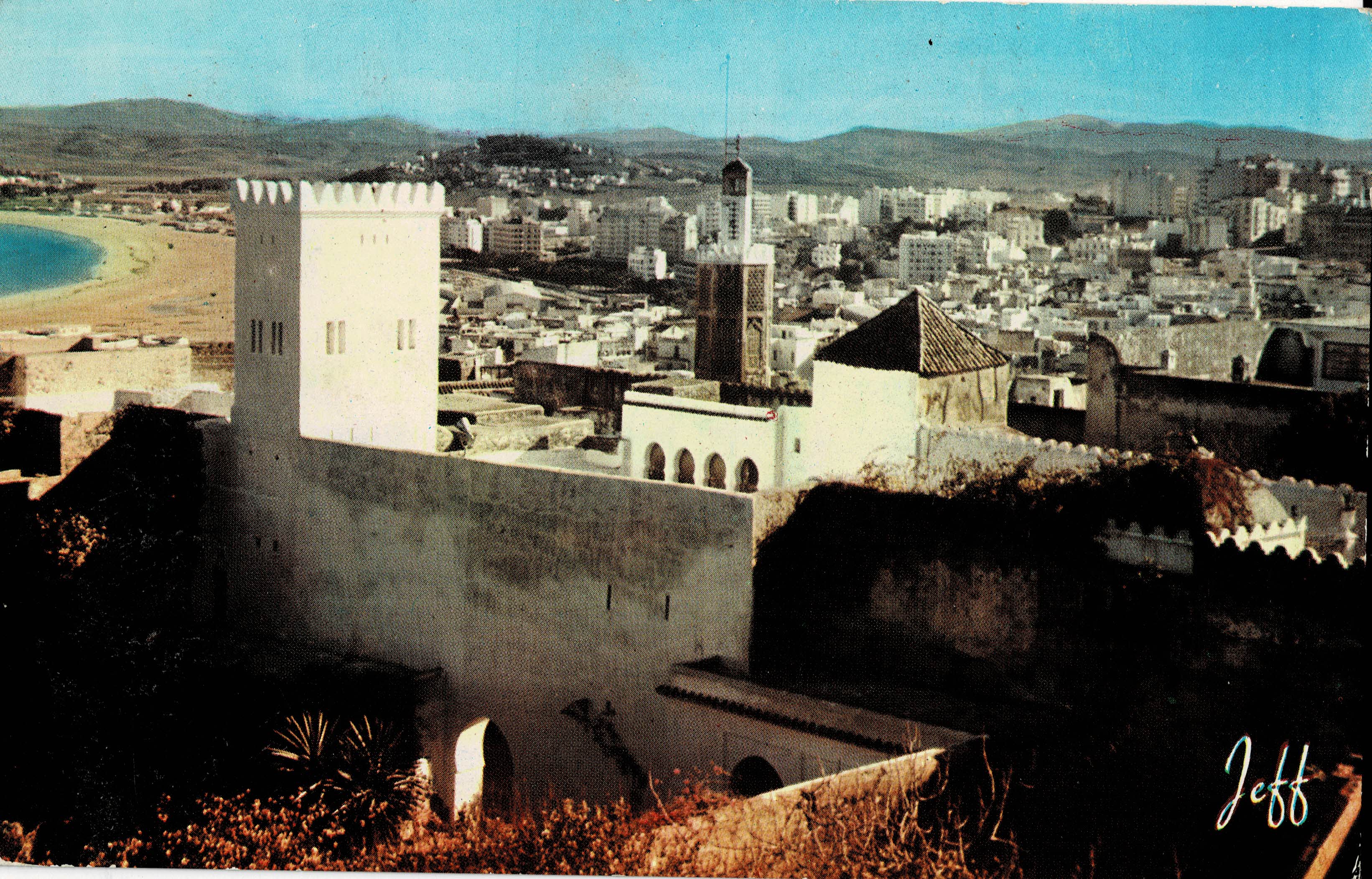 POSTAL DE MARRUECOS. TANGER LA KASBAH ET VUE SUR LA PLAGE