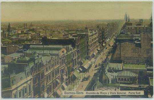 POSTAL DE ARGENTINA. BUENOS AIRES. AVDA. DE MAYO Y VISTA GENERAL PARTE SUD