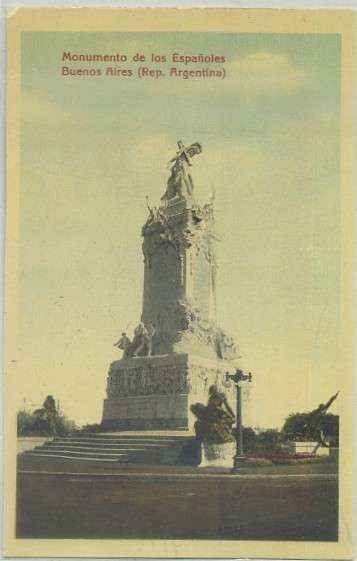 POSTAL DE ARGENTINA. BUENOS AIRES. MONUMENTO DE LOS ESPAÑOLES Nº 104