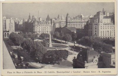 POSTAL ANTIGUA DE ARGENTINA. BUENOS AIRES. PLAZA DE MAYO, CABILDO Y CATEDRAL