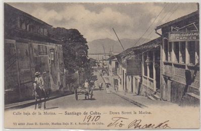 POSTAL DE SANTIAGO DE CUBA CALLE BAJA DE LA MARINA