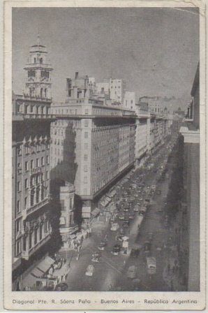 POSTAL A DOBLE CARA DE BUENOS AIRES. CALLE FLORIDA Y DIAGONAL PTE. R. SAENZ PEÑA