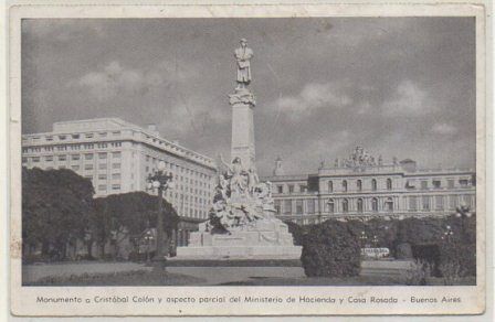POSTAL A DOBLE CARA DE BUENOS AIRES. PREFECTURA GENERAL MARITIMA Y MONUMENTO A COLON