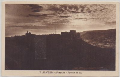 POSTAL ANTIGUA DE ALMERIA. ALCAZABA. PUESTA DE SOL Nº 12