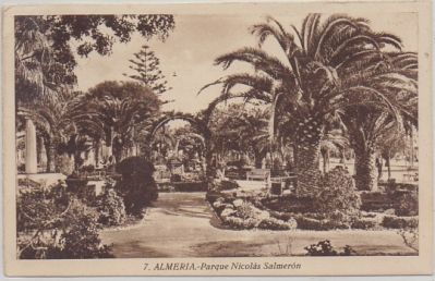 POSTAL ANTIGUA DE ALMERIA. PARQUE NICOLAS SALMERON Nº 7
