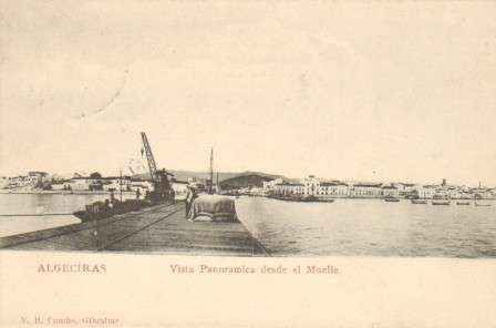 POSTAL ANTIGUA DE ALGECIRAS (CADIZ). VISTA PANORAMICA DESDE EL MUELLE.