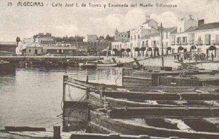 POSTAL ANTIGUA DE ALGECIRAS (CADIZ). Nº 23.CALLE DE JOSE LUIS TORRES Y ENSENADA DEL MUELLE VILLANUEVA.