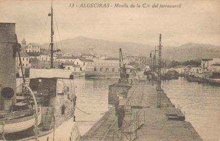 POSTAL ANTIGUA DE ALGECIRAS (CADIZ). Nº 13. MUELLE DE LA Cª DEL FERROCARIL.