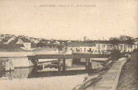 POSTAL ANTIGUA DE ALGECIRAS (CADIZ). PUENTE F.C. Y DE LA CONFERENCIA.