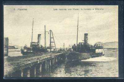 POSTAL DE ALGECIRAS (CÁDIZ) LOS VAPORES QUE HACEN LA TRAVESÍA A GIBRALTAR Nº 8