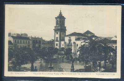 POSTAL DE ALGECIRAS (CÁDIZ) PLAZA DEL GENERALISIMO FRANCO Y PARROQUIA DE NTRA. SRA. DE LA PALMA Nº 41