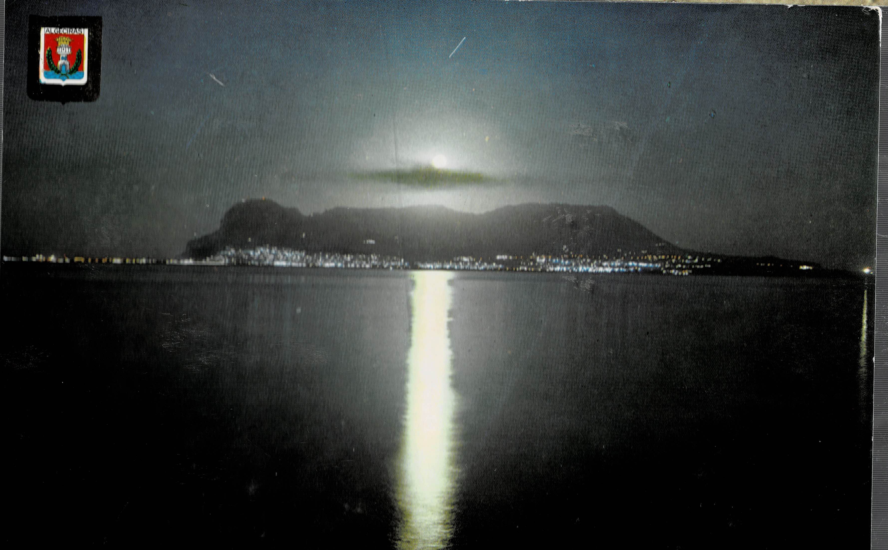 POSTAL MODERNA DE ALGECIRAS. VISTA NOCTURNA DEL PEÑON
