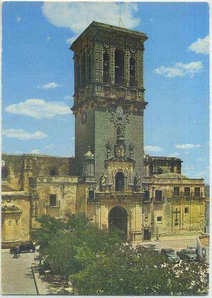 POSTAL DE ARCOS DE LA FRONTERA . CADIZ. FACHADA LATERAL Y TORRE DE STA. MARIA