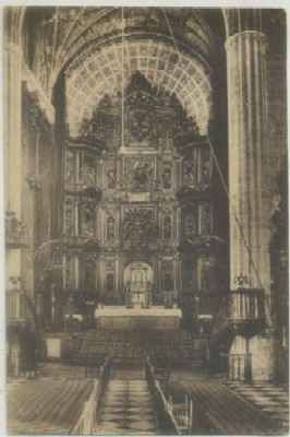 POSTAL ANTIGUA DE ARCOS DE LA FRONTERA. INTERIOR Y RETABLO MAYOR DE SANTA MARIA