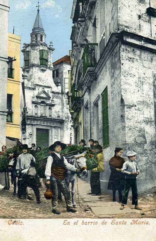POSTAL DE CADIZ. EN EL BARRIO DE SANTA MARIA