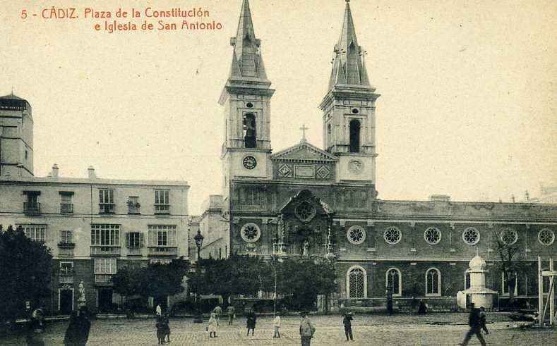 POSTAL DE CADIZ. Nº 5. PLAZA DE LA CONSTITUCION E IGLESIA DE SAN ANTONIO