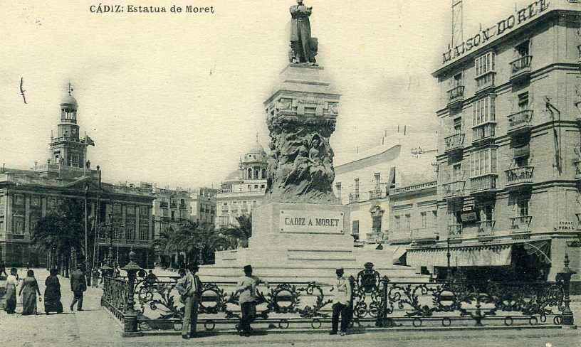 POSTAL DE CADIZ. ESTATUA A MORET