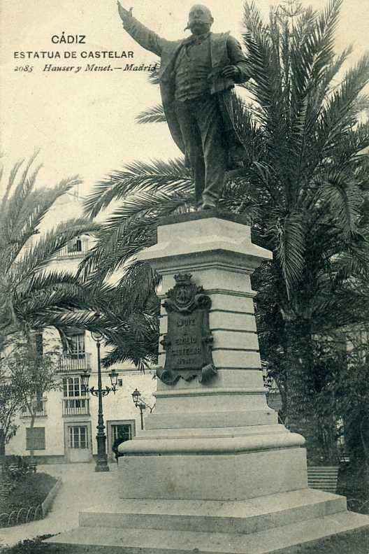 POSTAL DE CADIZ. ESTATUA DE CASTELAR