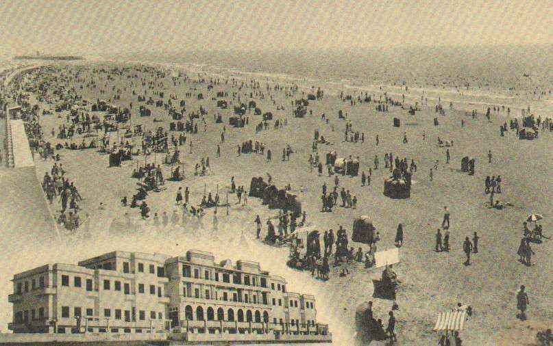 POSTAL DE CADIZ. PLAYA DE LA VICTORIA Y HOTEL PLAYA.