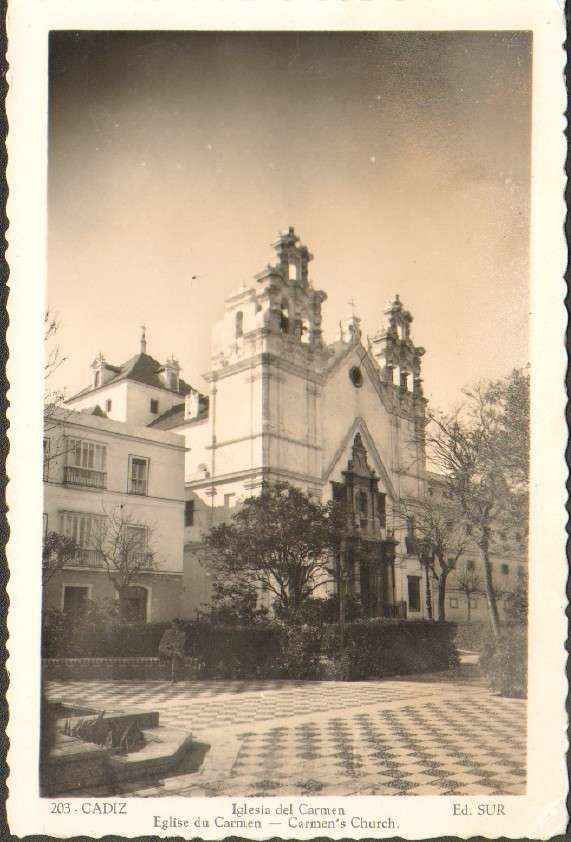 POSTAL DE CADIZ. IGLESIA DEL CARMEN