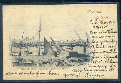 POSTAL ANTIGUA DE CADIZ. VISTA DE CADIZ DESDE LA PUNTA DEL MUELLE