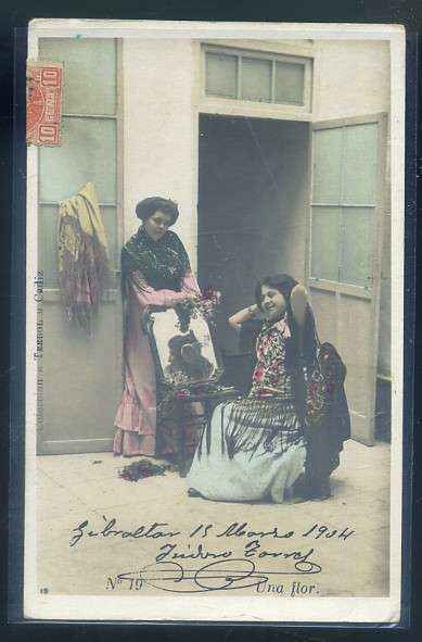 POSTAL TIPOS DE CADIZ Nº 19. UNA FLOR